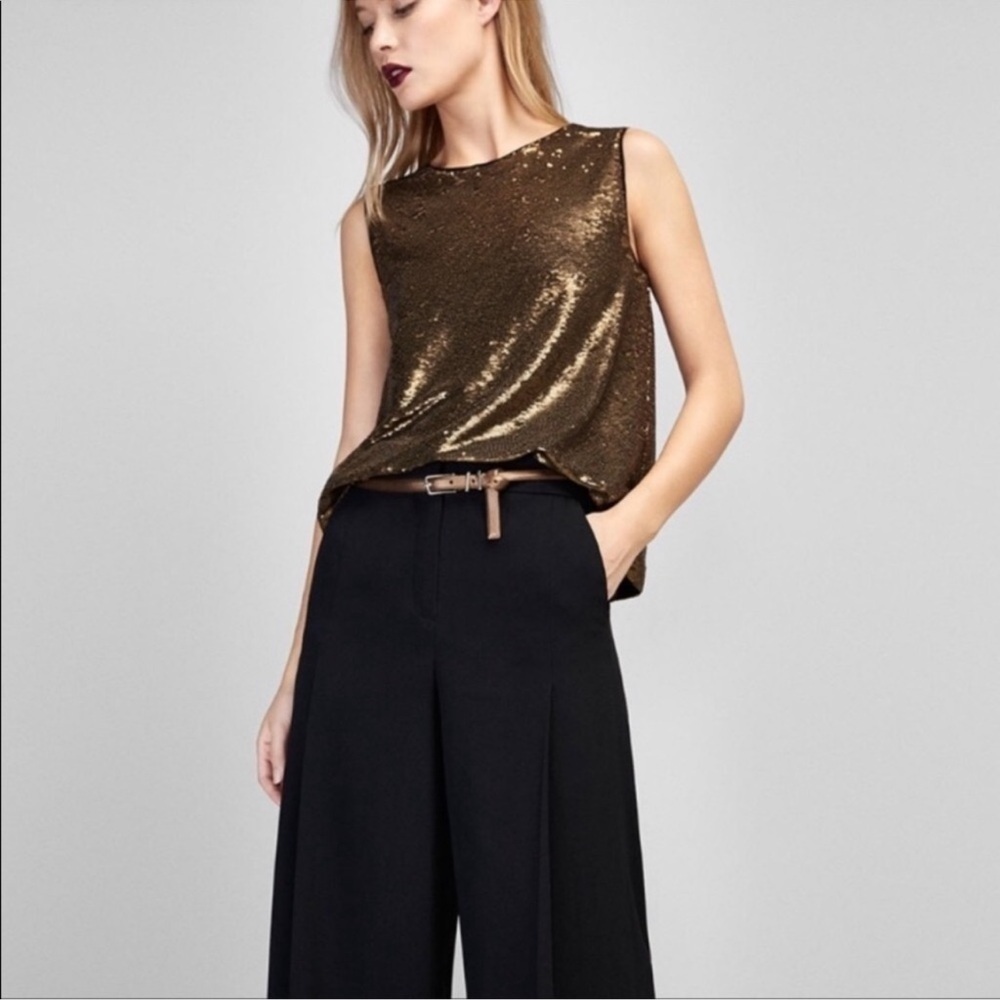 ✅ Massimo Dutti Gold Sequin Blouse size XS